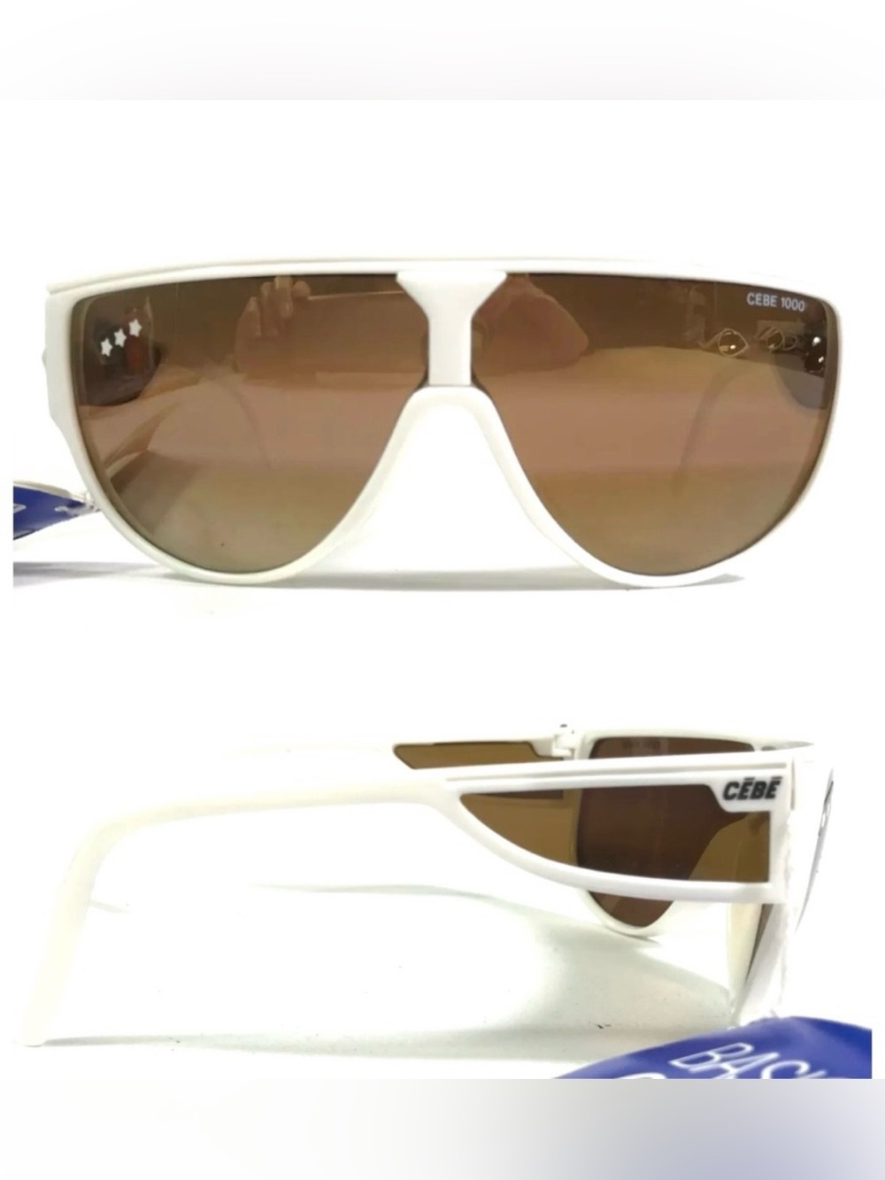 1980’s CEBE France Sports Glasses w/ Side Shields, White, Deadstock/NWT